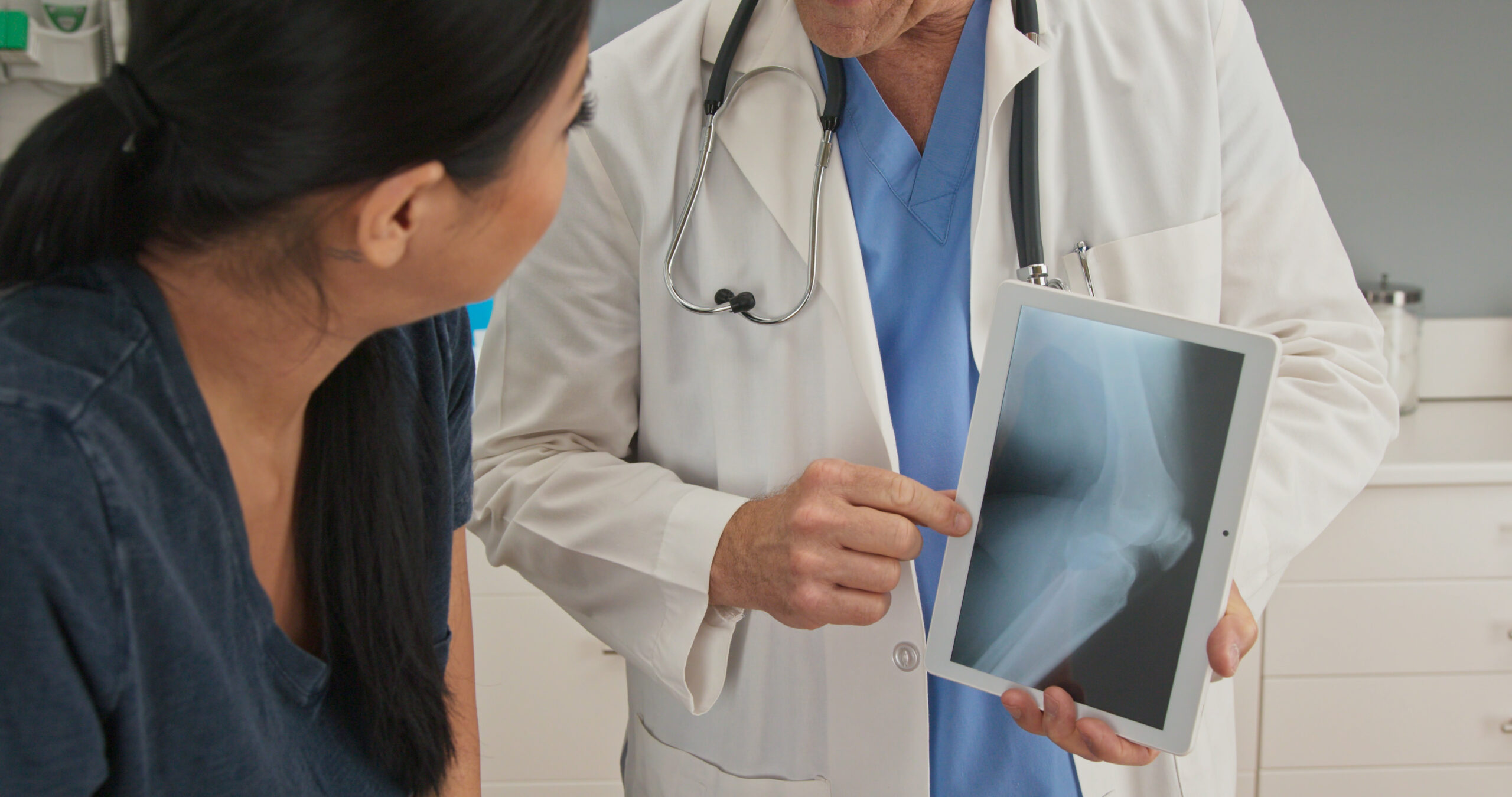 X-ray being reviewed at an urgent care
